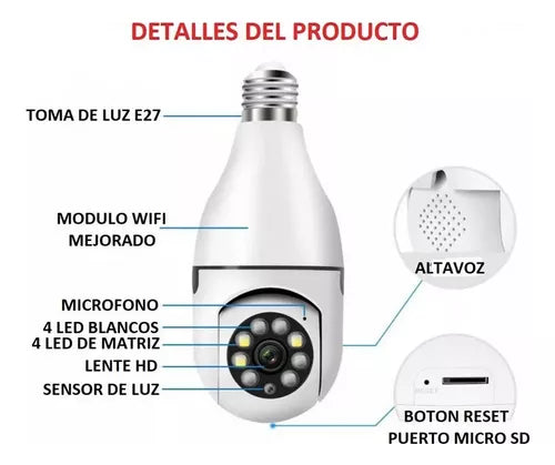 Cámara de Bombillo 360 con seguimiento inteligente